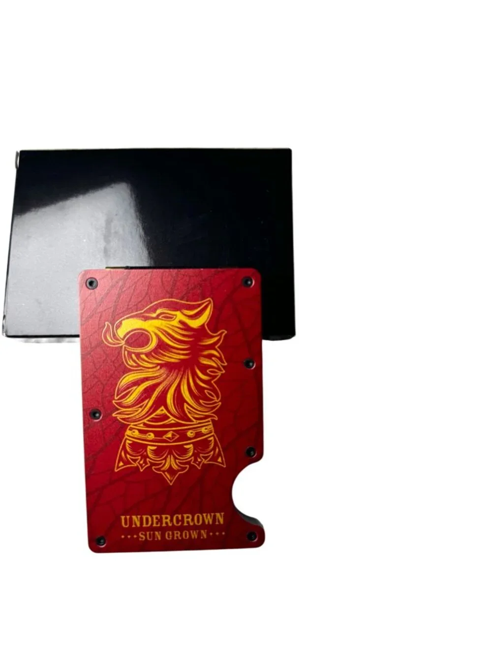 Drew Estate Money Clip Credit Card Holder Red Wood-Grain w/Gold Color Logo